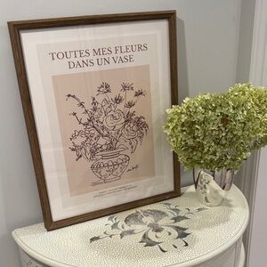 Framed Art Print “Toutes Mes Fleurs Dans Un Vase” Floral Line Drawing